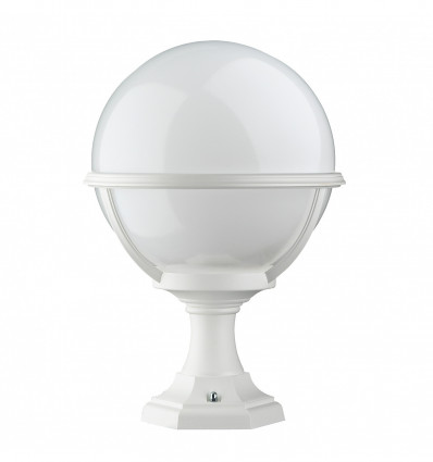 Borne basse de forme ronde - Pôle classique CLIC-CLAC GLOBO IP43 E27 42W - mat coloris blanc- hauteur 42 cm