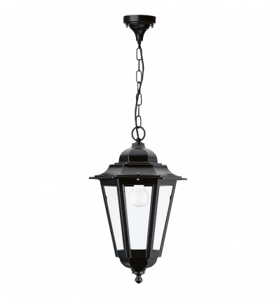 Suspension extérieure classique ELITE 6 IP43 E27 42W coloris Noir - Verre gelé