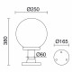 Borne classique forme boule INDURA GLOBO IP65 E27 diamètre 250 Coloris noir hauteur 380 mm 