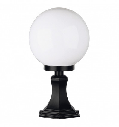 Borne classique CAST IP43 E27 base coloris Noir- Boule ronde coloris blanc diamètre 300 mm