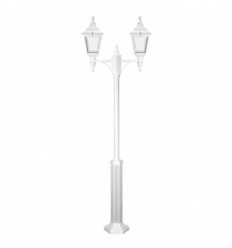 Lampadaire 2 têtes -CLIC-CLAC 4 -IP44 - E27 - style rustique - VERRE TRANSPARENT hauteur totale 1 910 Blanc