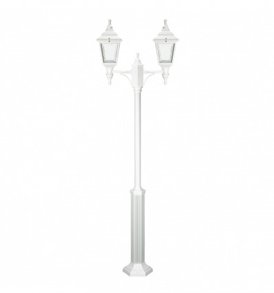 Lampadaire 2 têtes -CLIC-CLAC 4 -IP44 - E27 - style rustique - VERRE TRANSPARENT hauteur totale 1 910 Blanc