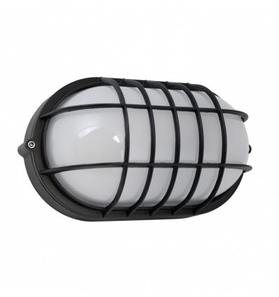 Applique ovale IVER IP55 LED SMD AC 13W 3000K Noir en aluminium et grille de protection