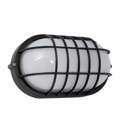 Applique ovale IVER IP55 LED SMD AC 13W 3000K NOIR en aluminium et grille de protection