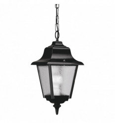 Suspension classique décorative extérieure ROB IP43 - E27 - Noir style rustique - finition verre gelé