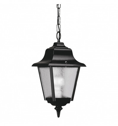 Suspension classique décorative extérieure ROB IP43 - E27 - Noir style rustique - finition verre gelé