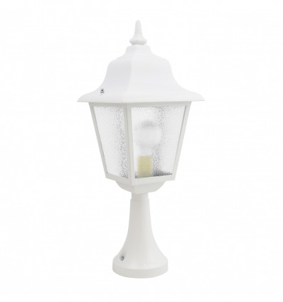 Borne classique décorative ROB IP43 - E27 - blanc style rustique - finition verre gelé- hauteur totale 592 mm