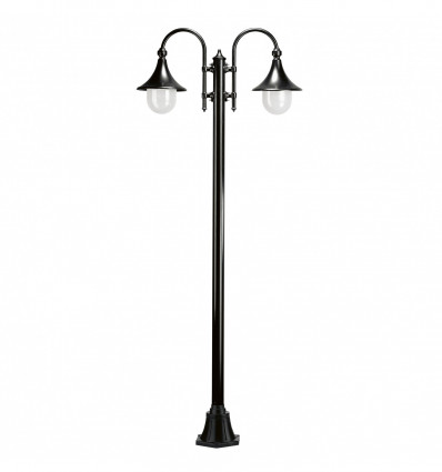 Lampadaire extérieur TROM - 2 LANTERNES -IP43 2*E27 42W livré avec son mat- Noir