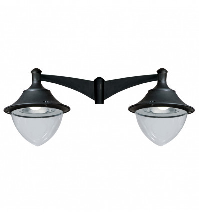 Luminaire pour mât 2 bras Lanterne urbaine à positionner sur mât Ø 60mm - GUNTHER-60 IP65 GX53 2*9x10W Noir