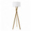 Lampadaire WOOD trépied en bois naturel en hêtre et son abat-jour circulaire en coton coloris blanc- à équiper d'une ampoule E27