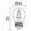 Lampe LED FILAMENT E27 LED Bulb 4W - 450 lumens - 3000K Blanc - hauteur 72 mm
