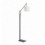 Lampadaire BRITTA HT 126 CM- avec son abat jour de forme ronde mélange de hêtre et d'acier et son abat jour en coton BLANC