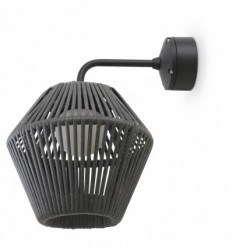 Applique NELL IP65 -LED COB AC 6W 3000K 498 lumens coloris graffite - mélange d'aluminium et d'inox et de rotin