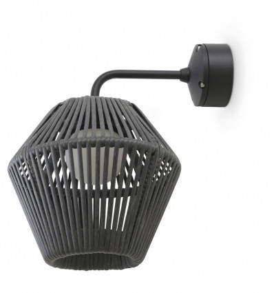 Applique NELL IP65 -LED COB AC 6W 3000K 498 lumens coloris graffite - mélange d'aluminium et d'inox et de rotin