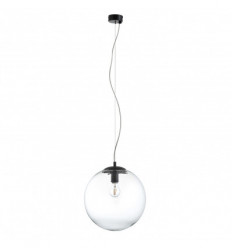 Suspension boule OXYNLG opale blanche en verre- diamètre 400 mm- support noir