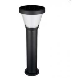 Borne LED solaire noire en aluminium - 3000 et 4000K - IP 65 - IK 08 - ht 680mm Noir- détecteur crépusculaire