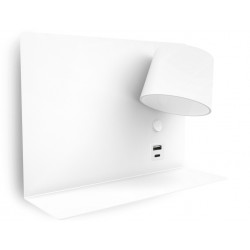 Applique avec Lampe de lecture SERENE et ses 2 prises USB LED SMD 6W - 732 lm 3000K coloris blanc- éclairage à gauche