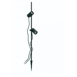 double Spots à piquet hauteur 1 m orientable tilt BRANCA IP65 GU10 Noir" - ALUMINIUM - Hauteur totale 100 cm