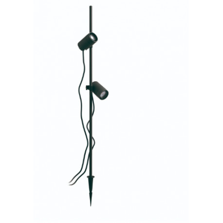 double Spots à piquet hauteur 1 m orientable tilt BRANCA IP65 GU10 Noir" - ALUMINIUM - Hauteur totale 100 cm