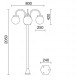 Lampadaire extérieur BOOM-3 BRAS EN FORME DE BOULES- IP43 E27 42W NOIR livré avec son mat hauteur totale de 1915 mm