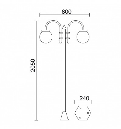 Lampadaire extérieur BOOM-2 BRAS EN FORME DE BOULES- BLANC