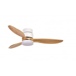 Ventilateur de plafond avec lumière MISTRAL LED CCT 2700/3200K/4000K-finition enjoliveur blanc avec lames en bois