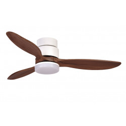 Ventilateur de plafond avec lumière MISTRAL LED CCT 2700/3200K/4000K-finition enjoliveur blanc avec lames en bois