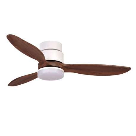 Ventilateur de plafond avec lumière MISTRAL LED CCT 2700/3200K/4000K-finition enjoliveur blanc avec lames en bois