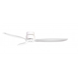 Ventilateur de plafond -diamètre 132 cm - pour pièce de 12 à 25 m2-finition enjoliveur blanc avec lames en bois blanc