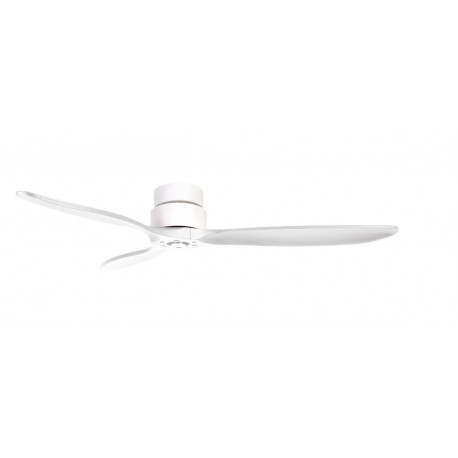 Ventilateur de plafond -diamètre 132 cm - pour pièce de 12 à 25 m2-finition enjoliveur blanc avec lames en bois blanc