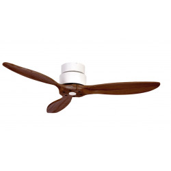 Ventilateur de plafond -diamètre 132 cm - pour pièce de 12 à 25 m2-finition enjoliveur blanc avec lames en bois coloris hêtre