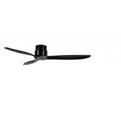 Ventilateur de plafond -diamètre 132 cm - pour pièce de 12 à 25 m2-enjoliveur noir avec lames en bois coloris hêtre