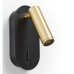 Applique DIRK- avec liseuse -fixation en saillie - LED SMD 3W 3000K - 200 lumens et son interrupteur Noir Or