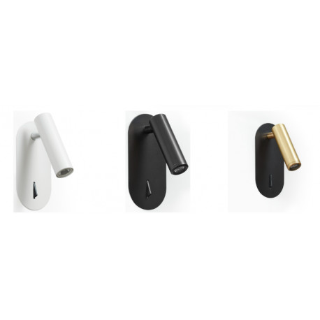Applique DIRK- avec liseuse -fixation en saillie - LED SMD 3W 3000K - 200 lumens et son interrupteur Noir Or