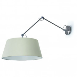 Suspension EASY avec bras articulé coloris NIKEL SATIN abat jour coton coloris beige- fourni