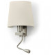 Applique de lecture FIRENZE2 E27 +LED SMD 3W 3000K nickel satin abat jour blanc demi lune 