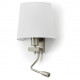 Applique liseuse de lecture FIRENZE2 E27 +LED SMD 3W 3000K nickel satin abat jour carré- 2 prises USB