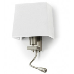 Applique liseuse de lecture FIRENZE2 E27 +LED SMD 3W 3000K nickel satin abat jour carré- 2 prises USB