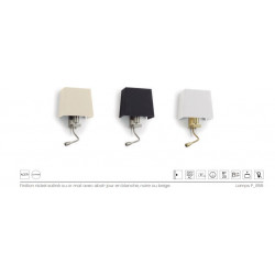 Applique liseuse de lecture FIRENZE2 E27 +LED SMD 3W 3000K nickel satin abat jour carré noir- 2 prises USB