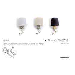 Applique liseuse de lecture FIRENZE2 E27 +LED SMD 3W 3000K nickel satin abat jour demi lune coloris beige 2 Prises USB.