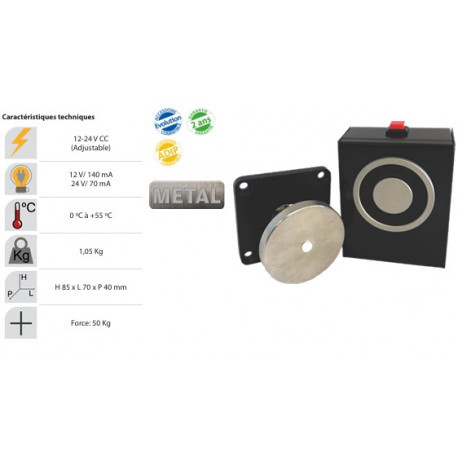 Ventouse de maintien extérieur avec bouton de déblocage.- force 50 kgs