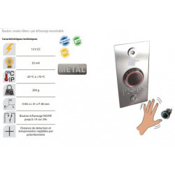 Bouton « mains-libres » par infrarouge encastrable no/nf , boîtier inox