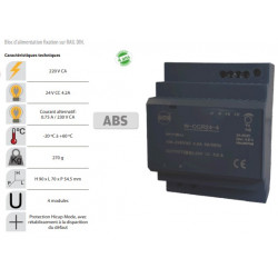 Bloc d'alimentation fixation sur rail-din 4.2 A 24vcc 4 modules 