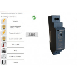 Alimentation rail-din 1,25A 12vcc 1 module