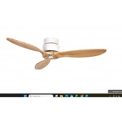 Ventilateur de plafond MISTRAL coloris blanc avec lames en bois HETRE