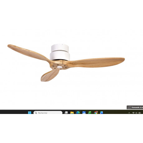 Ventilateur de plafond MISTRAL coloris blanc avec lames en bois HETRE