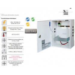 Coffret alimentation avec chargeur régulé 220 v 24 v 5 a sous boîtier métallique