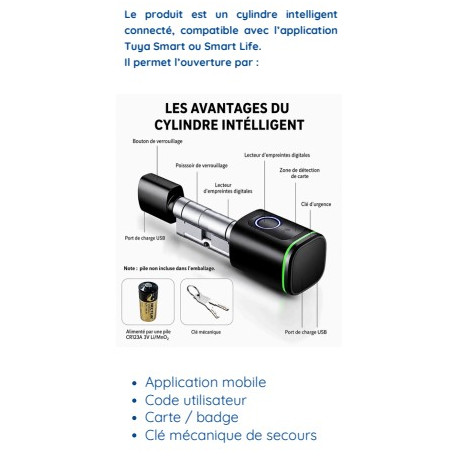 Cylindre de porte avec lecteur de proximité intégré et lecteur biométrique