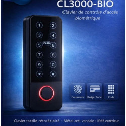 Clavier à code antivandale avec lecteur intégré et lecteur biométrique avec lecteur RFID intégré 125Khz ou 13,56 Mhz 600 utilisa