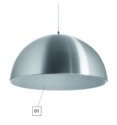 MILDRED- Suspension en aluminium - Coloris Chromé intérieur aluminium brossé - diamétre 40 cm -IP20